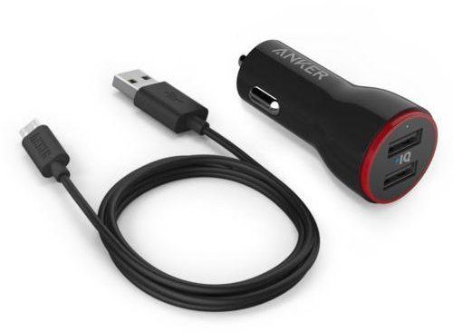 Car Charger for Smart Phone by Anker, Black, B2310012