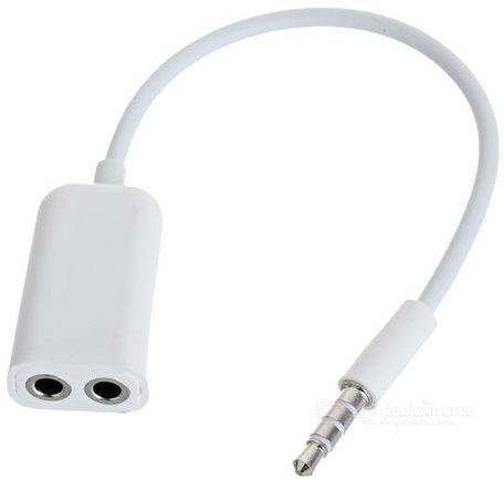 Generic 3.5mm Jack Splitter For Headphone And Microphone Audio Converter Aux Adapter Cable - 1xMale to 2xFemale Connectors - White