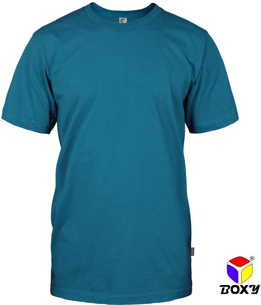 Boxy Microfiber Round Neck Plain T-shirt - 7 Sizes (Turquoise Blue)