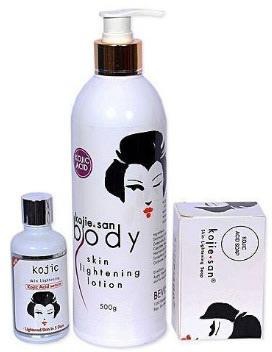 Kojie San Body Skin Lightening Lotion+kojic Acid Serum & Soap