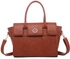 Zeneve London 63S22 Natural Grained Satchel Bag for Women - Brown