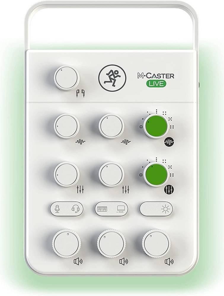 Mackie M.Caster Live Portable Live Streaming Mixer & Recording Interface, 15 User Selectable Colors RGB LED Strip, Perfect Vocal Sound With Selectable ContourFX, USB 3.0, White | M.Caster LiveWE