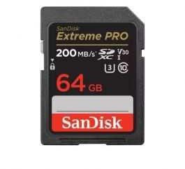 SanDisk SDXC Card Extreme Pro - 64GB, 200MB/s, V30, UHS-I, U3 for 4K Video