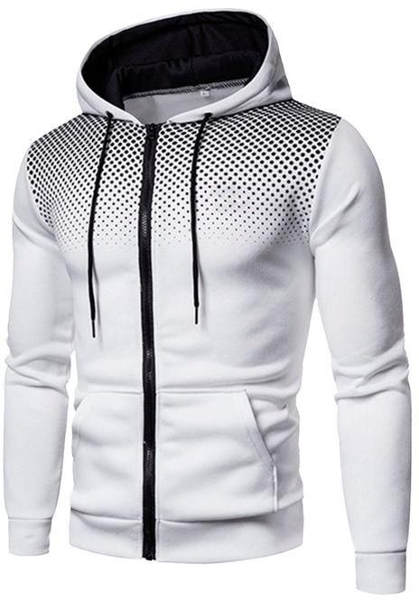 Fashion Men's Trendy Zipper Turtleneck Varsity Jackets Slim Sport Coats - White