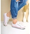 Shoozy Lace Up Sneakers - White With Black & Red Stripes