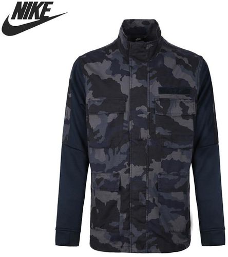 NIKE Men's Jacket Stand Collar Long Sleeve Camouflage Pattern Jacket