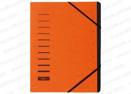 Pagna Manila Folder A4, 7 tabs, with elastic fastener, Orange/Black
