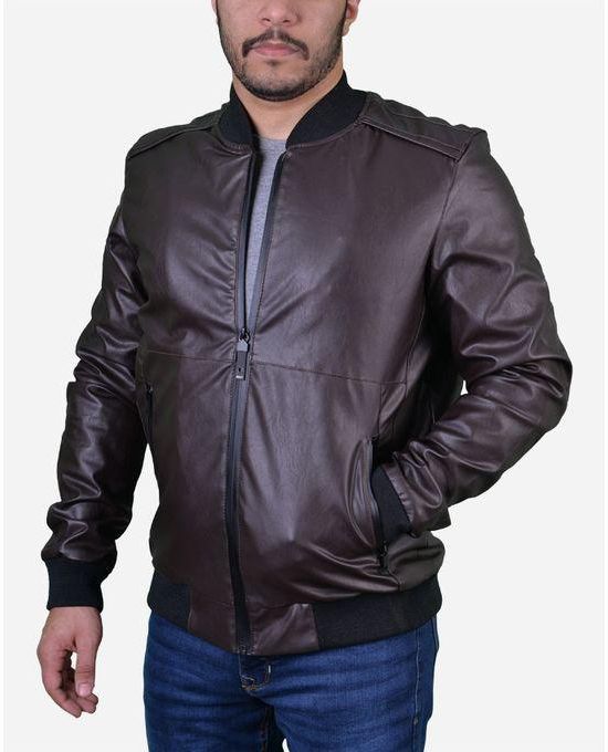 Town Team Plain Leather Jacket - Brown