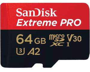بطاقة ذاكرة سانديسك إكستريم برو ميكرو SDXC UHS I سعة 64 جيجا أحمر / أسود SDSQXCU-064G-GN6MA