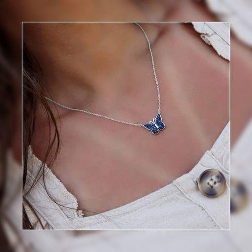 Blue Butterfly Necklace - 925 Pure Silver
