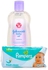 Pampers Baby Gentle Wipes - 64 Pcs + Johnson Baby Bedtime Oil - 200ml