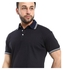 Navy Blue Hips Length Pique Patterned Polo Shirt_Navy Blue