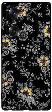 Protective Case Cover For Honor 60 Grey Floral Black Bg