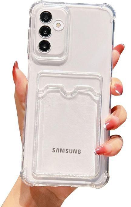 TopStore Transparent Cover With Shockproof Corners With Card Holder - Card Holder - Heat-resistant Polyurethane Card Holder For Samsung Galaxy A34 - Transparent