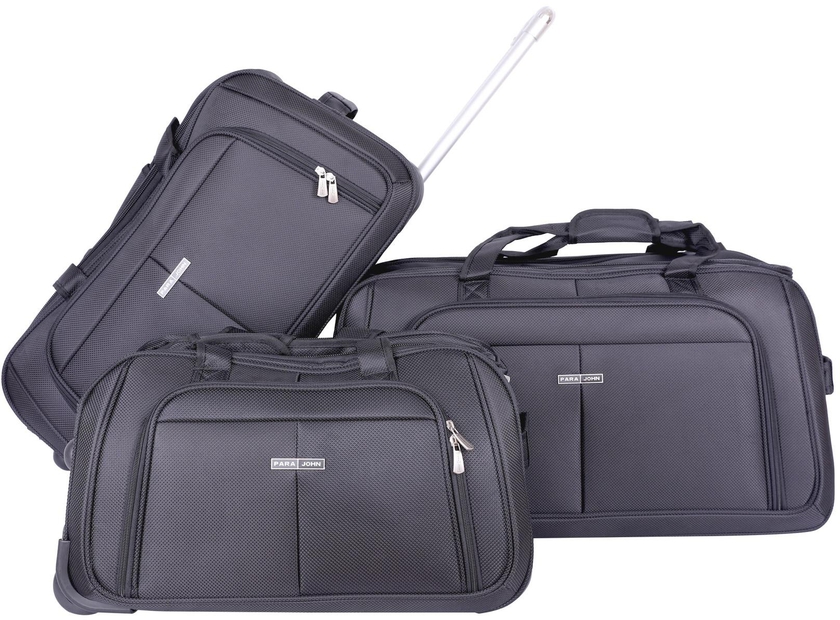 PARA JOHN3 Piece Duffle Bag Set /Travel Bag - Black