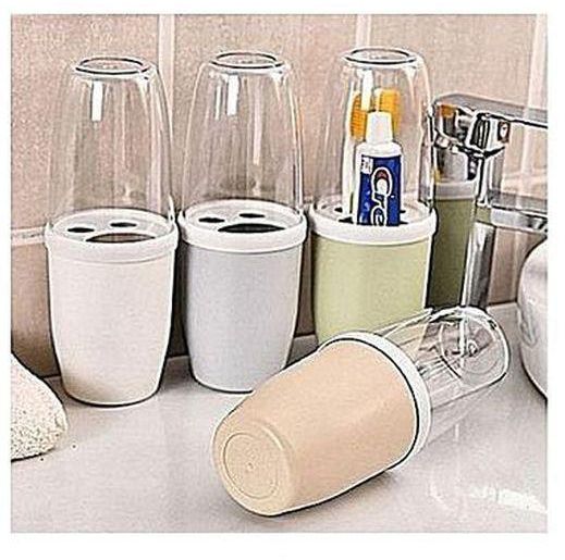 Toothbrush And Paste Holder With Transparent Cover