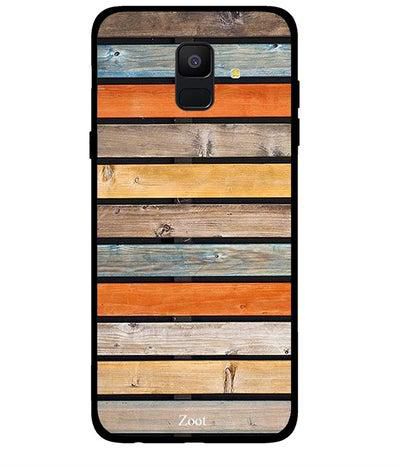 Protective Case Cover For Samsung Galaxy A6 Wooden Multicoloured Pattern