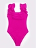 SHEIN السباحة كشكش تريم قطعة واحدة ملابس السباحة الوردي الساخن شى ان