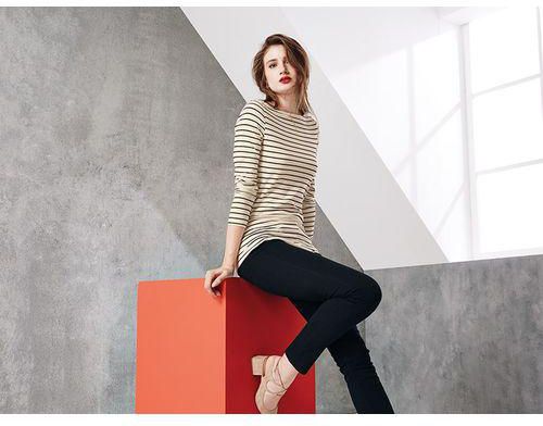 Fashion ESMARA Long-Sleeved Tops off-white stripes