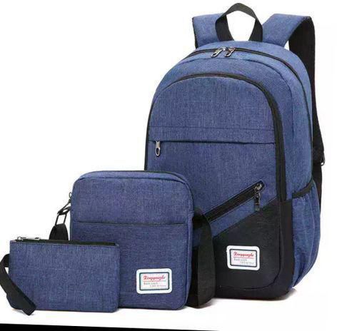 Fashion 3Pcs/set Backpack Laptop Bags - Navy Blue