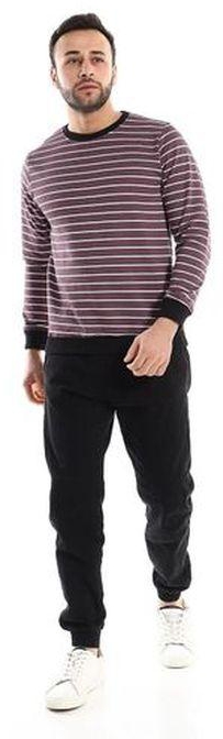 Andora Cotton Slip On Striped Purple & White Sweatshirt