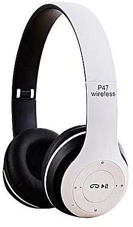 Generic P47 Bluetooth Headphone Music Headset With Mem Slot -White
