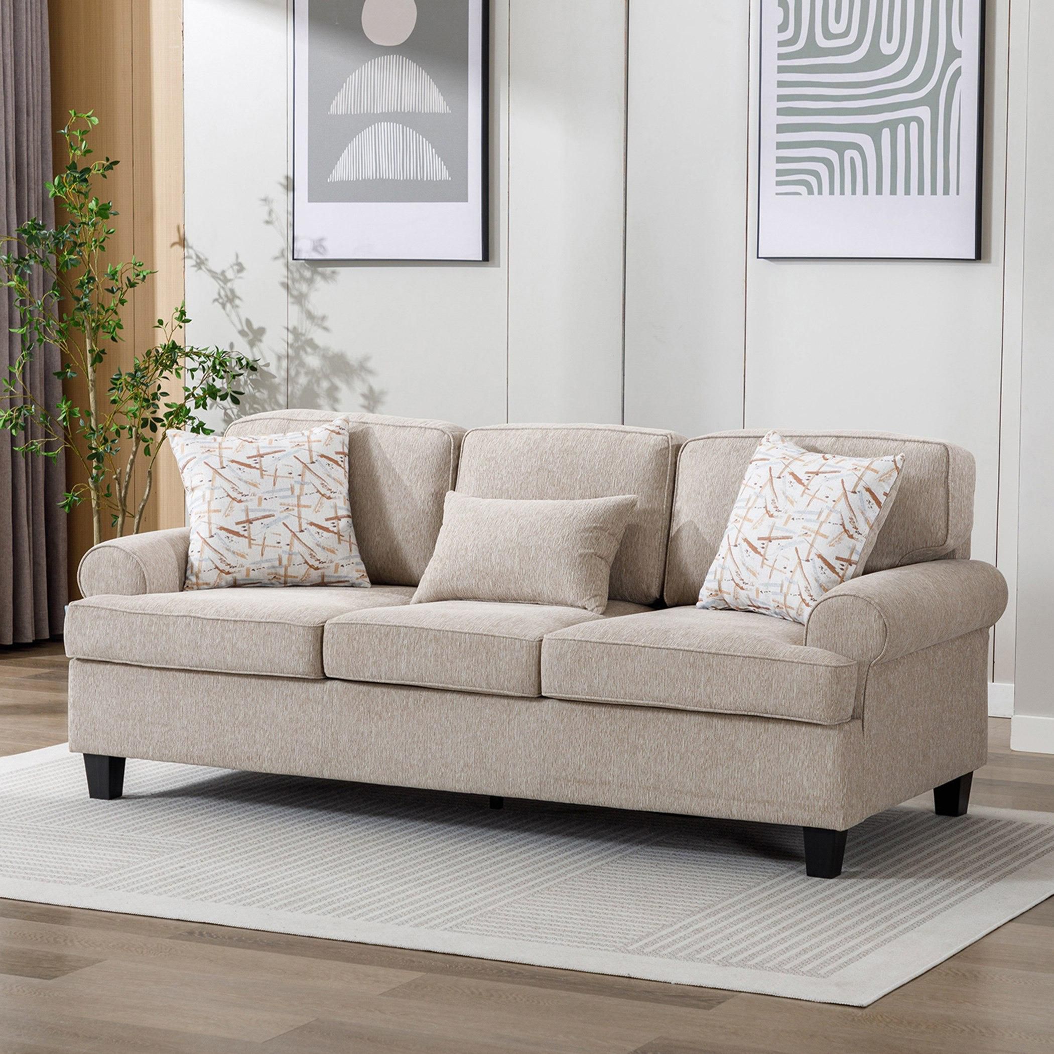 Manhattan Cambridge 3-Seater Fabric Sofa with 3 Throw Cushions
