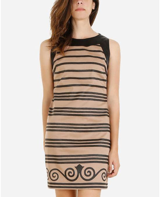 Striped Printed Dress – Cafe & Black