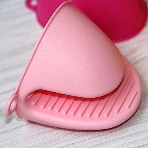 Generic 1PCS Pot Microwave Potholders Oven Mitts Cooking Pinch Grip Heat Resistant Mini Silicone Glove Clip (Pink)