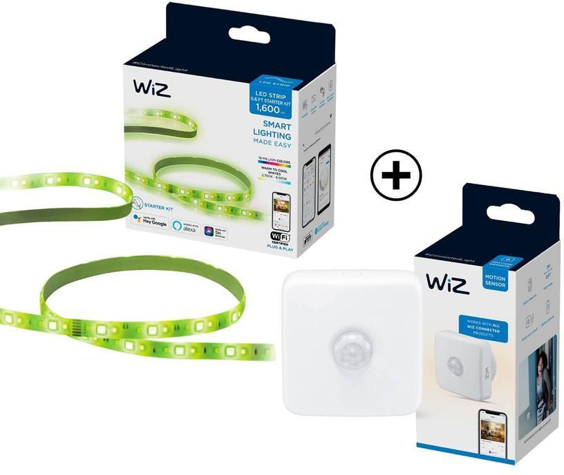 Wiz Smart LED Light Strip Starter Kit (2 m, Colored) + Wiz Wireless Indoor Motion Sensor (Bundle)
