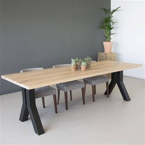 Dining Table, 200 cm, Black / Wooden - DIN05
