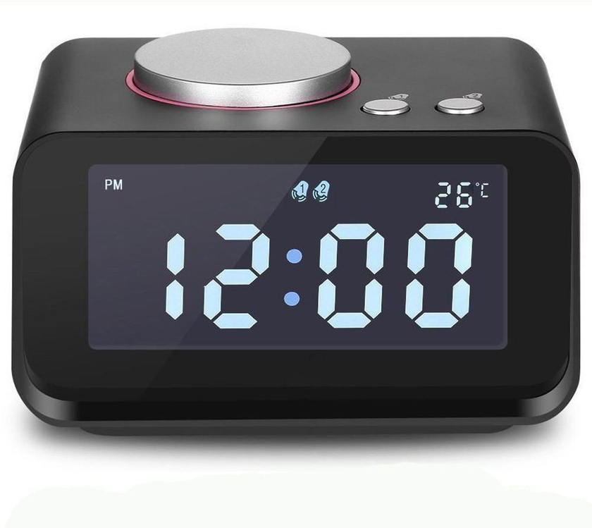 Hetyre Digital Alarm Clock with 3.2"LED Display FM Radio AUX-IN Speaker Indoor Thermometer