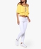 Yellow Embroidered Crop Top