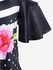 Plus Size Flower Polka Dot Stripes Cold Shoulder T Shirt - 5x | Us 30-32