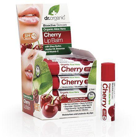 Dr Organic Aloe Vera Cherry Lip Balm Spf15 5.7Ml