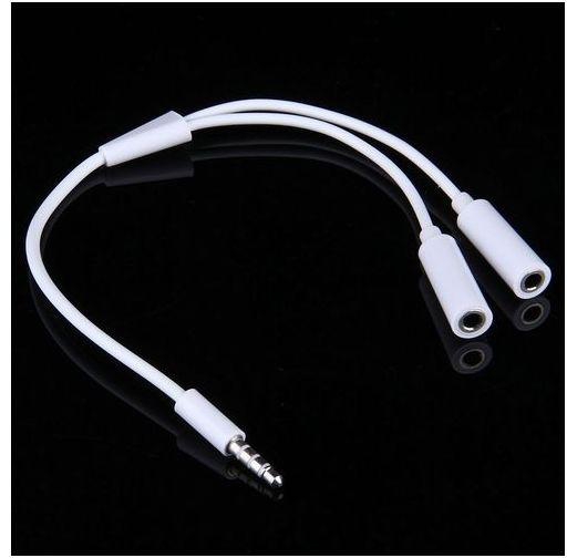 Generic 3.5mm Male To 2 Female Plug Jack Stereo Audio Cable For Iphone 6s & 6s Plus & 6 & 6 Plus & 5, Ipad Air 2 & Air, Samsung, Ipod Laptop, Mp3, Length: 24cm(white)