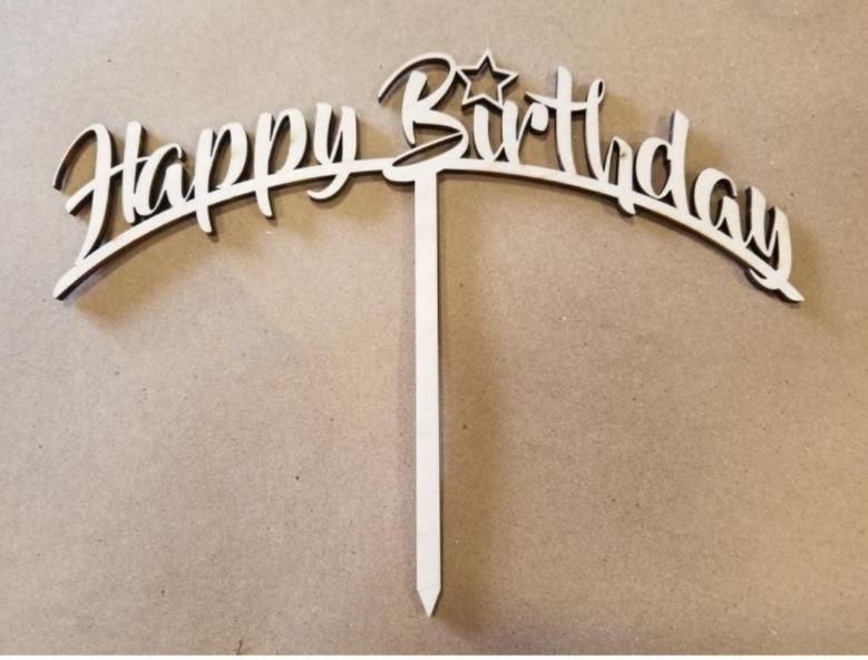 Vintage Happy Birthday Cake Topper Wood Letters Cake Decorations