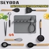 SEYODA Silicone Spoon Rest with Drip Pad for Multiple Utensils.Silicone Utensil Rest 5 in 1 Larger Size Silicone Spoon Holder for Stove Top,BPA-Free,Heat-Resistant,Hang Hole Design,Grey