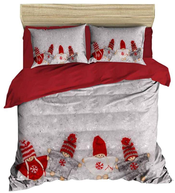3-Piece Quilt Cover Set Grey/Red Super King