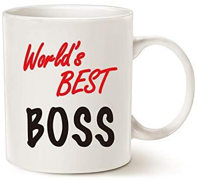 MAUAG Best Boss Office Coffee Mug for Bosses Day, World's Best Boss Unique Present Idea for Boss Manager Cup White, 11 Oz