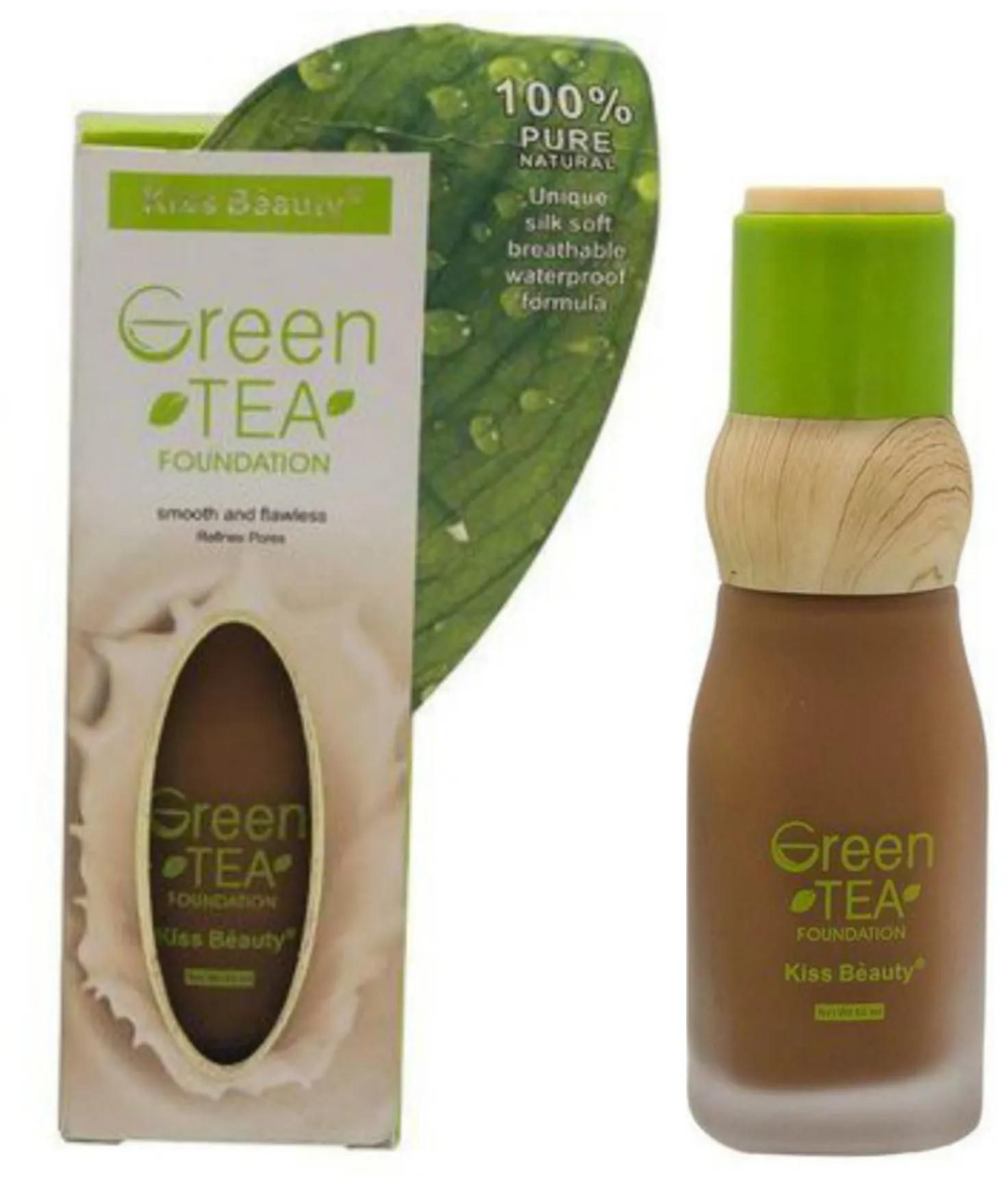 Kiss Beauty Green Tea Foundation Smooth & Flawless Refines Pores Coverage Face Makeup