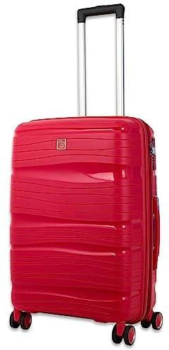 Nova by Re-flection Classy 21 Inch Polypropylene Carry-on Suitcase, Lightweight Hard Shell Curvy Line Series Travel Luggage Trolley with 40L Storage Capacity, 4 Spinner Wheels and TSA Lock, Red