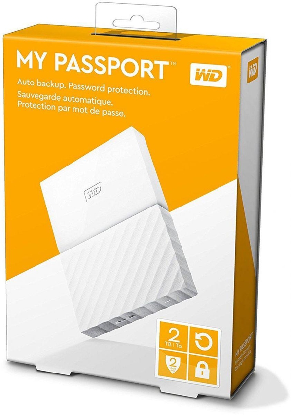 Western Digital 2TB My Passport  Portable External Hard Drive USB 3.0 - White, WDBYFT0020BWT