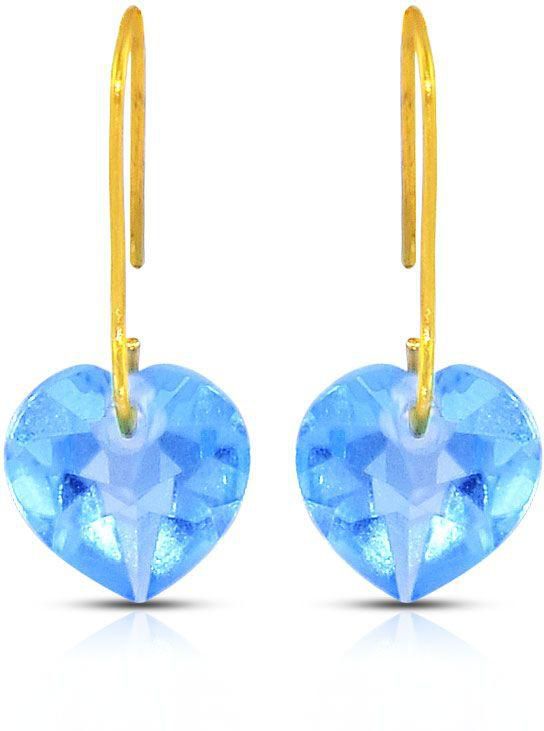 Vera Perla 18K Gold Swiss Blue Topaz Heart Earrings, French Wire Closure