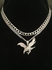 Cuban Link Chain With Eagle Pendant Silver