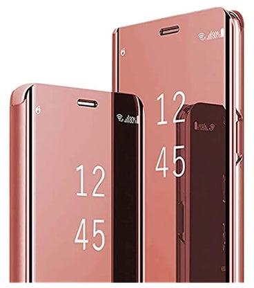 Cover for Note 20 Ultra Compatible with Samsung Note20 Ultra Cell Phone Case Clear View Mirror Flip Cover PU Leather with Kickstand Protective Cover for Samsung Note 20 Ultra (Rose Gold)(Not Original)