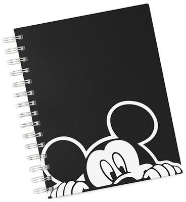 دفتر ملاحظات مقاس A4 بغلاف مقوى مطبوع عليه شخصية ميكي ماوس أسود/ أبيض