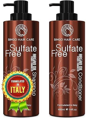 Moroccan Argan Oil Sulfate Free Shampoo and Conditioner Set - Best for Damaged, Dry, Curly or Frizzy Hair - Thickening for Fine/Thin Hair, Safe for Color-Treated, Keratin Treated Hair …