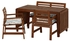 ÄPPLARÖTable+2 chrsw armr+ bench, outdoor, brown stained, Stegön beige