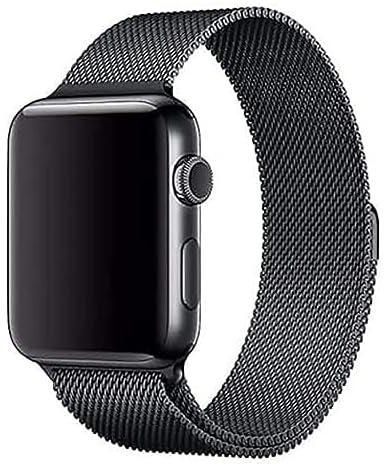 Stainless steel band strap with screen protector for 38mm apple watch, black